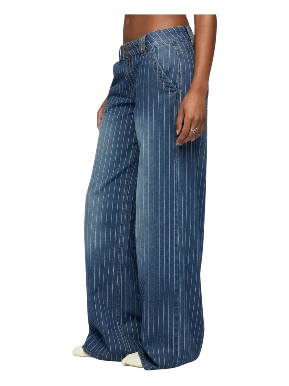 Edikted Tall Cory Striped Low Rise Baggy Jeans Size Small - Picture 6 of 9